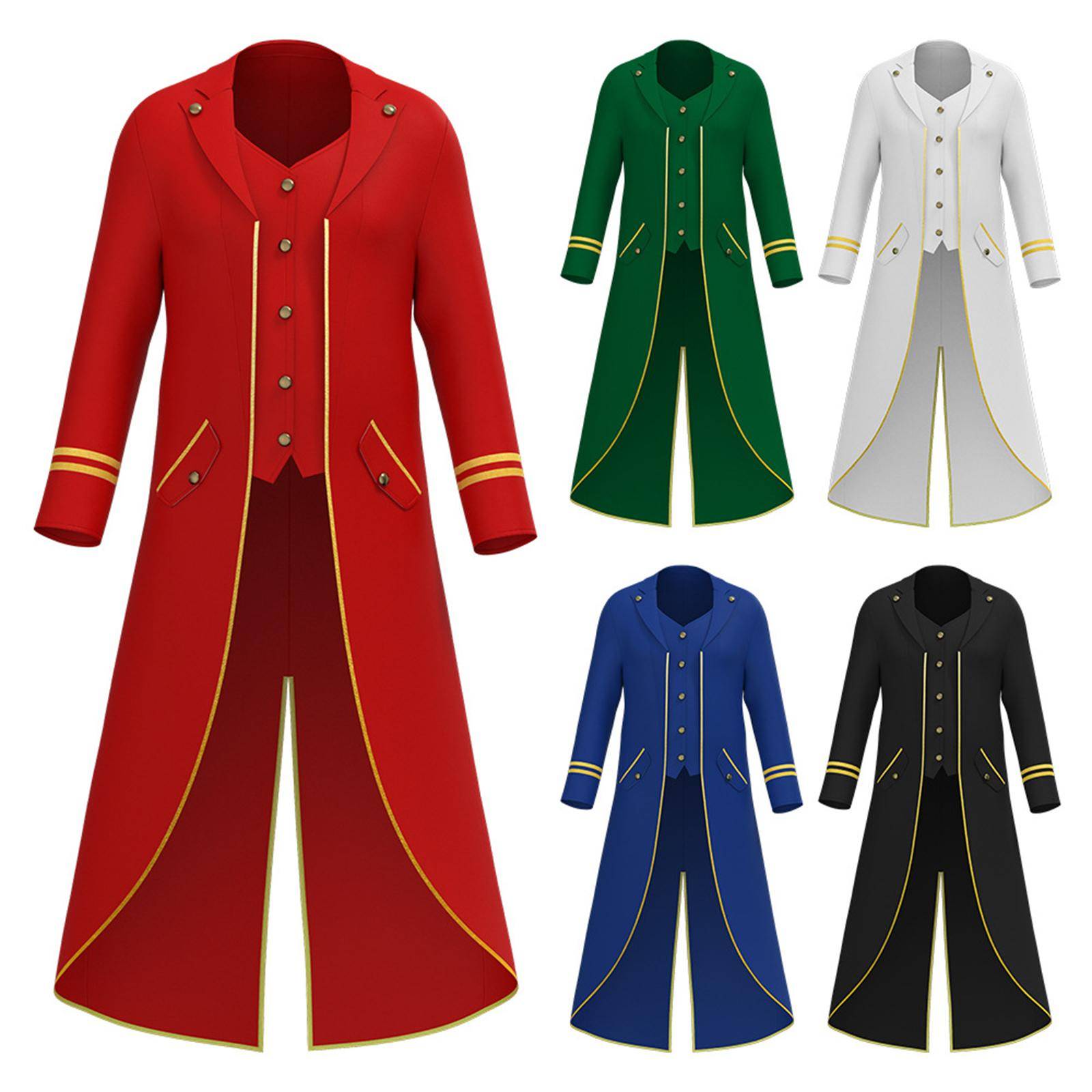 Jiamei Unisex Vuxen Retro Gotisk Steampunk Mellanlång Frack Halloween-kostym cm