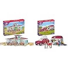 SCHLEICH 42567 lekset ridgård, Flerfärgad & schleich HORSE CLUB 42535 — Bil och trailer för äventyr i Shleich Horse, 110 Delar — Leksaksdjur Samlarföremål — Leksaker för barn 5 år eller äldre