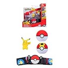 Bandai - Pokémon - "N' Go" klippbälte - 1 bälte, 1 Poké Ball, 1 Repeat Ball och 1 figur 5 cm Pikachu - tillbehör för att klä ut sig till Pokémon tränare - JW2720