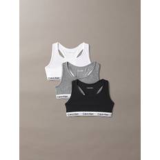 3 Pack Girls Bralettes - Icon Cotton Stretch - White - 8-10 years