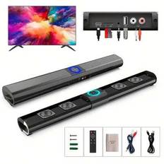 Hemmabiosystem, utrustad med 4 högtalare, 5W vardera, TV-datorhögtalare, färgglatt RGB-rondellljus, smal och snygg vägghängd, stöd för trådlöst/TF/USB - Svart (En-Storlek)