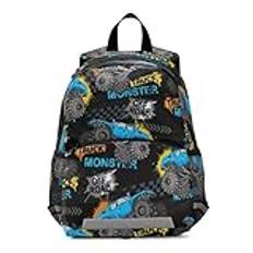 Monster Cars blå ryggsäck för barn bröstklämma bokväska för 5 år gammal mochilas escolares para ni? os, flerfärgad, Medium, Tecknad