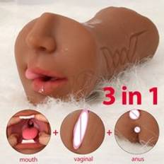 Joypark Sex Adults Realistic Oral Clit Vagina For Men tight Pussy Male Portable Masturbator Cup Deep Throat Tongue Toys