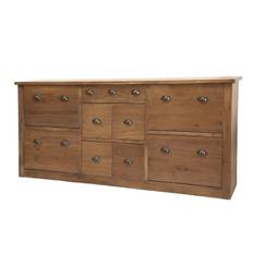 Chic Antique - Skoskab m/skuffer Naturlig H90xB190xL40cm Fyrretræ.