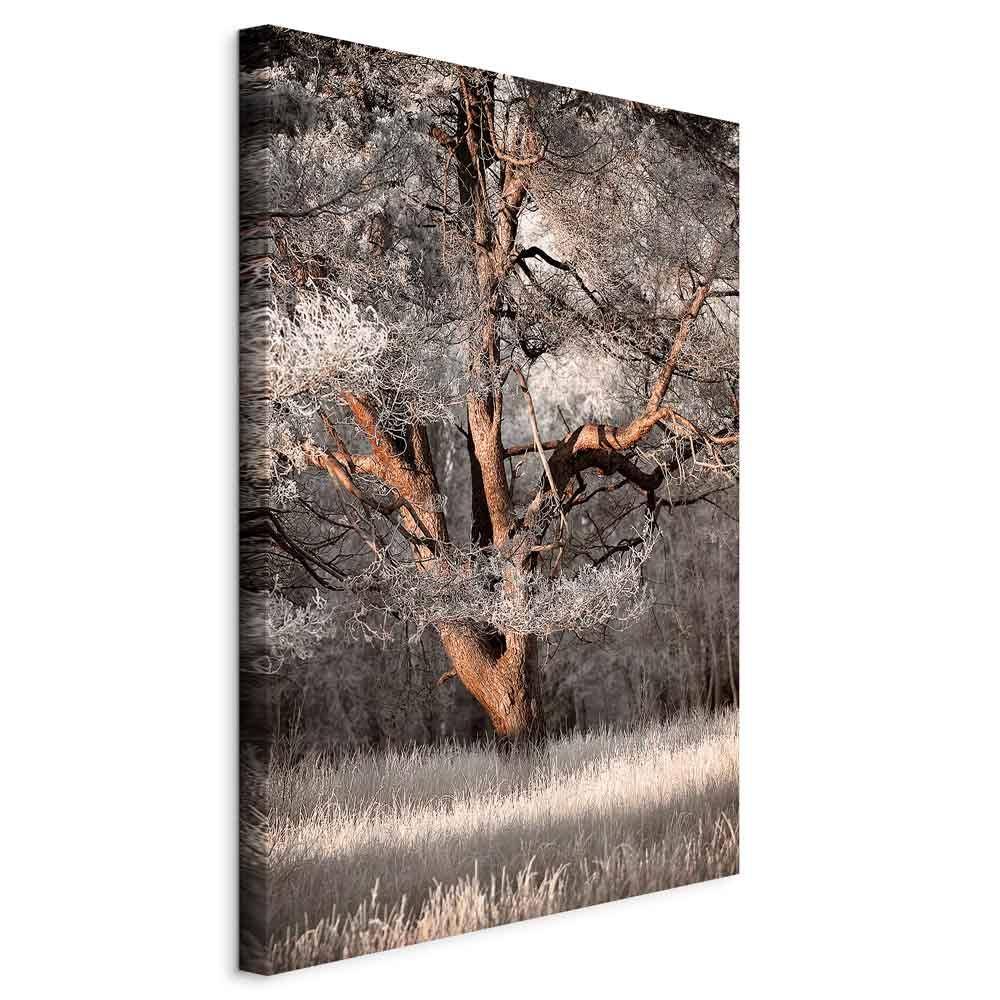 Lærredsbillede Min historie lodret med vintertræ - 40 x 60 cm - På italiensk lærred