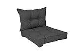 POKAR Loungekuddar Sittdynor Stolkuddar för Stol Trädgårdsmöbelkuddar, Uppsättning av 2 (1x Sittdyna 50x50x10 cm + 1x Ryggdyna 50x40x10 cm), Antracit