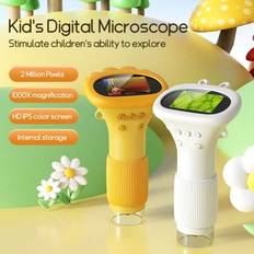 1 st. bärbart barnmikroskop, 5,66 tum x 3,15 tum, mini handhållet digitalt fickmikroskop för barn och vuxna, IPS-skärm elektronisk förstoringsglas med - Multifärgad (Vit,Gul)