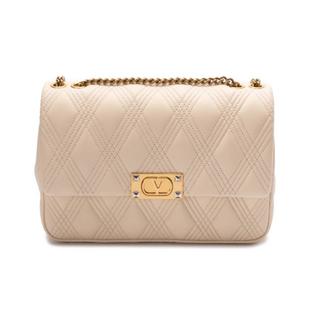 Valentino Beige Skuldertaske med Lås - Tasker - Dame - Beige - ONE SIZE - Uld
