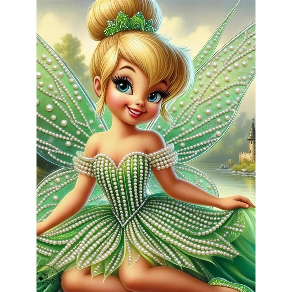 Disney Pearl Painting Set Tinker Bell's Pearl Fairy Tale Moments Exquisite and Sparkling Artwork Perfect for Home Wall Decoration and Handmade Gifts 35x45cm