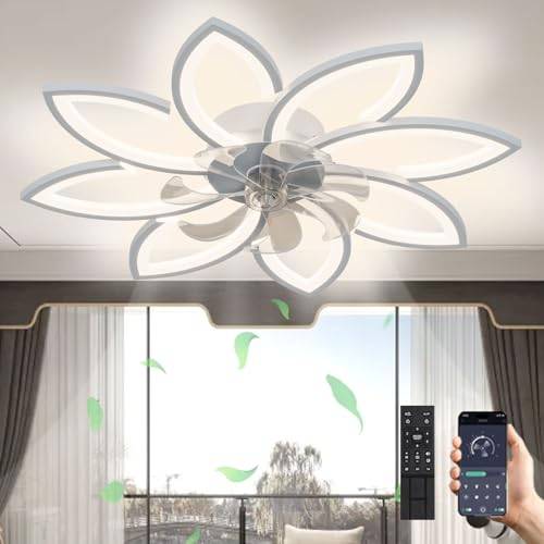LED-takfläkt Med Belysning, 72W Dimbar (3000K-6000K) Taklampa Med Fläkt, Mute Vändbar Takfläkt Med Lampa För Vardagsrummets Matsal (Vit, 8 Huvuden (90x15cm))