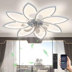 LED-takfläkt Med Belysning, 72W Dimbar (3000K-6000K) Taklampa Med Fläkt, Mute Vändbar Takfläkt Med Lampa För Vardagsrummets Matsal (Vit, 8 Huvuden (90x15cm))