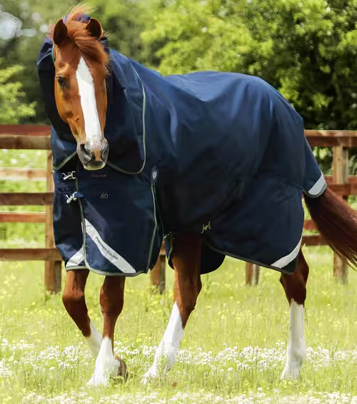 Premier Equine Titan 40g Overgangsdækken med Snugfit Hals Navy - 5,0 115cm