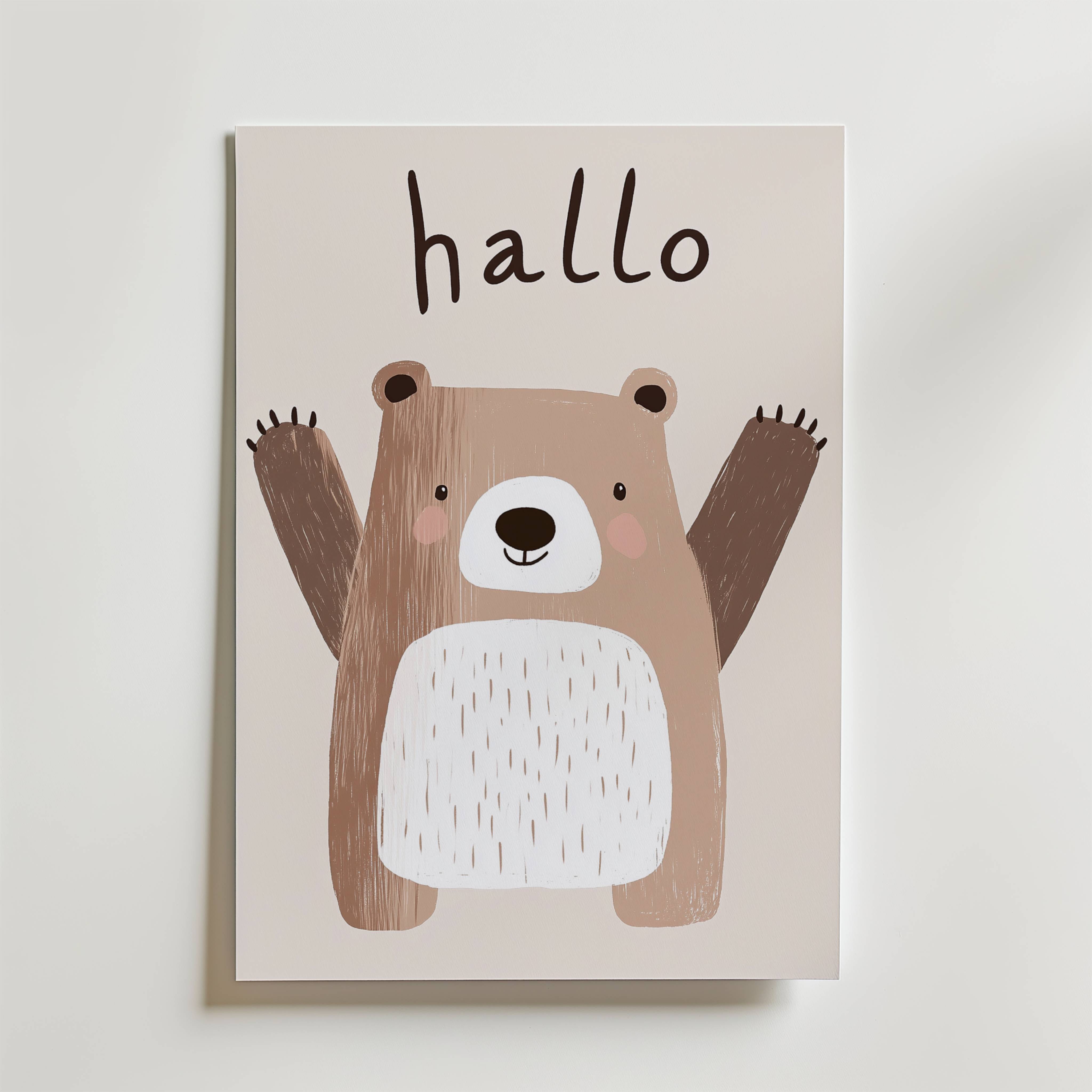 Hallo Bear Poster - Premium Canvas 40x50 cm