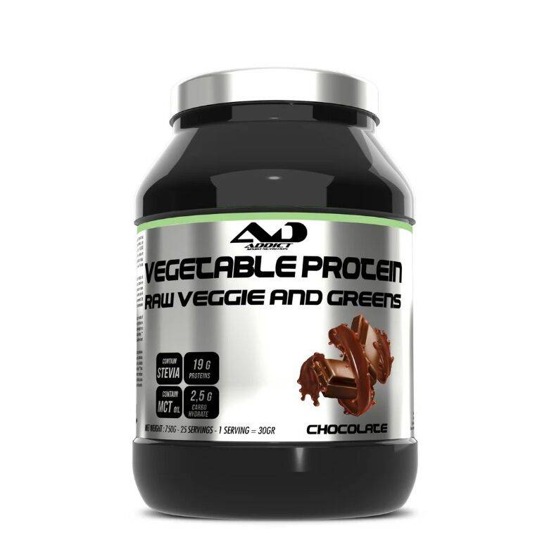 Vegetabilsk protein rå grøntsager og grønne blade, chokolade 750 g