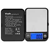 Vitafit 500 g/0,01 g digital fickvåg, finvåg, digital gramvåg, guldvåg, myntvåg med LCD-skärm, smyckesvåg, svart