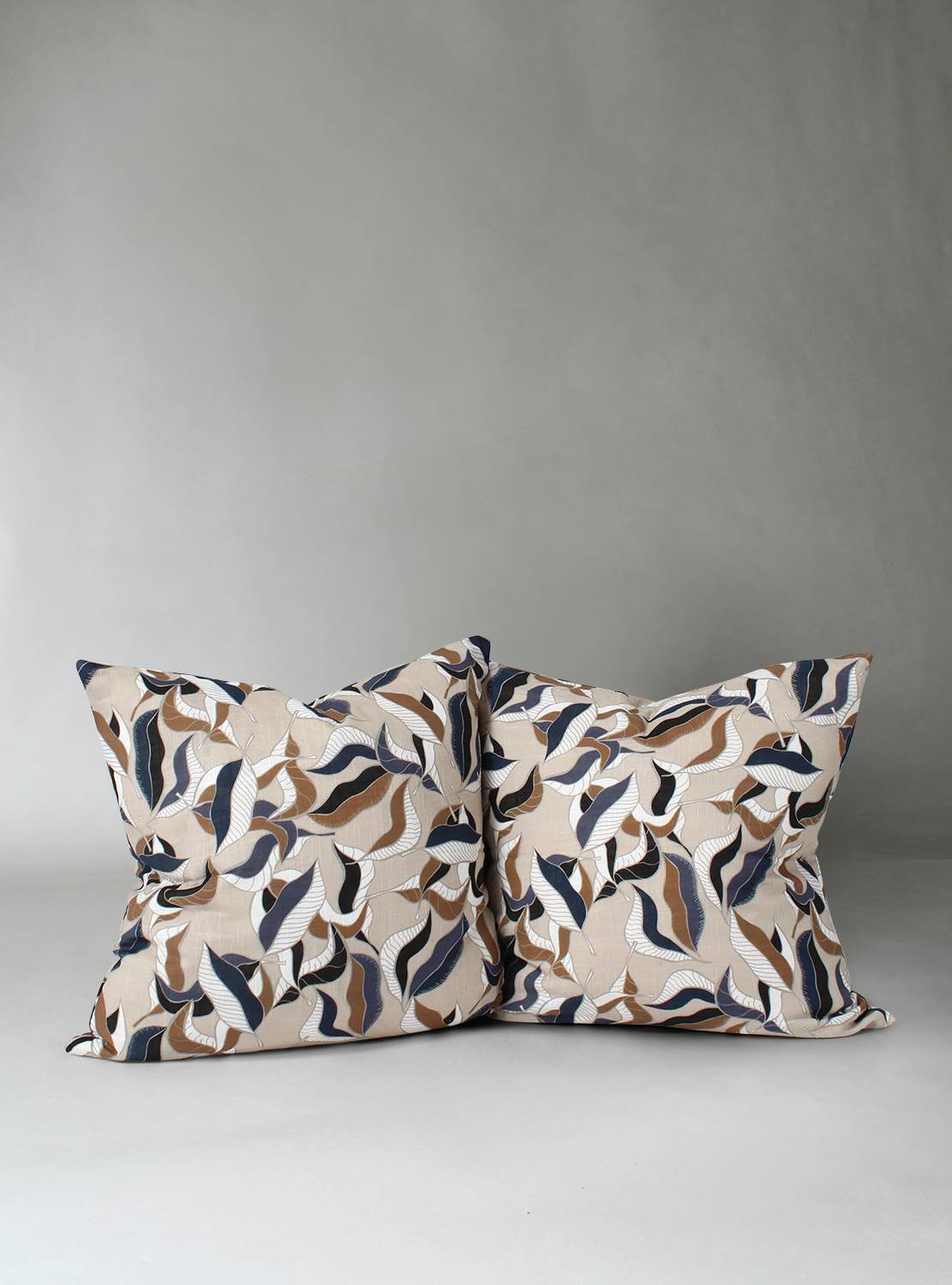 Kuddfodral 2-pack - Amalie (grå/blå) (Storlek: 45 x 45 cm)