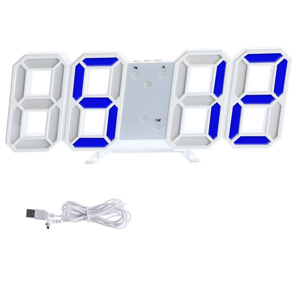 8 formad 3d digital bordsklocka väggklocka ledde nattlampa datum tid celsius display larm usb snooze heminredning vardagsrum - B3