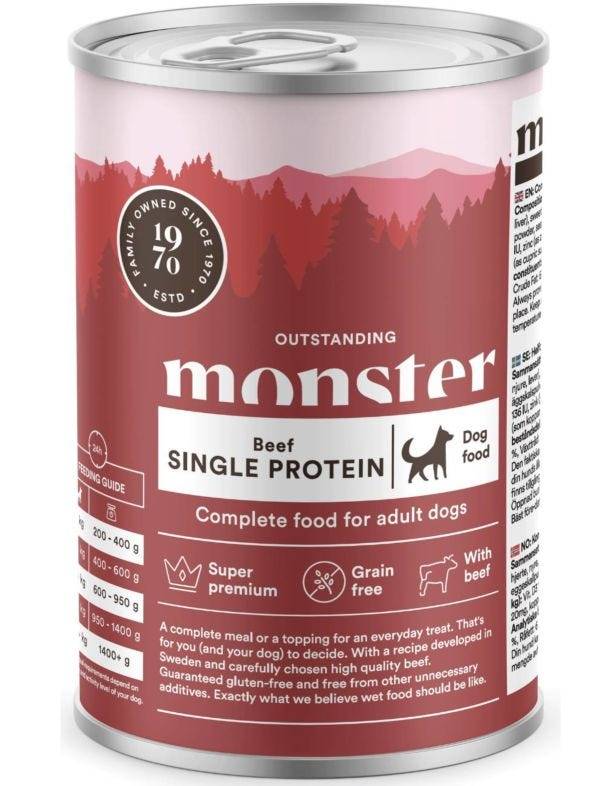 Monster Dog Våtfoder Adult Single Beef 400g 24-Pack