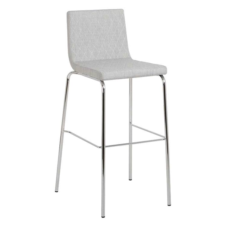 Paris barstol (76 cm, Krom, Tyg Ellie ljusgrå 004)