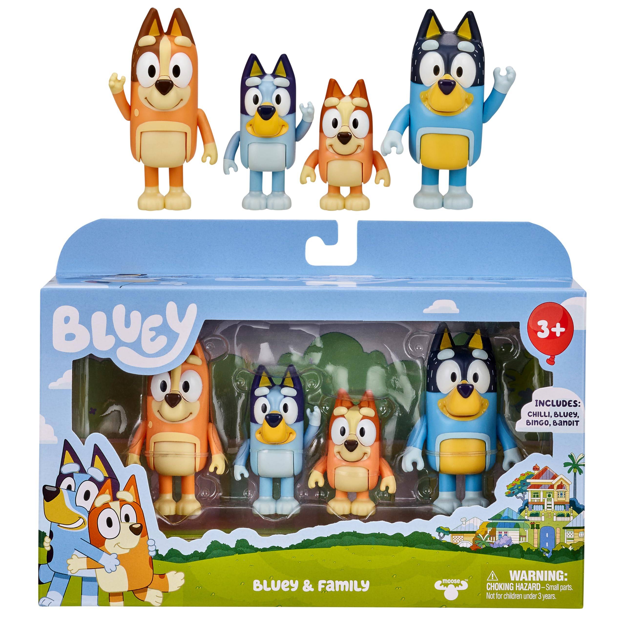 Bluey 2.5-3 inch Poseable Figure 4-Pack with Bluey Bingo