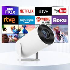 HIPPUS Mini Smart Beamer 4K Full HD 1080P, 270° Dreh Portable Projector klein Videoprojektor Handy, Android OS 11.0 mit 2.4 oder 5G WiFi Bluetooth 5.2 Heimkino Beamer Weiß