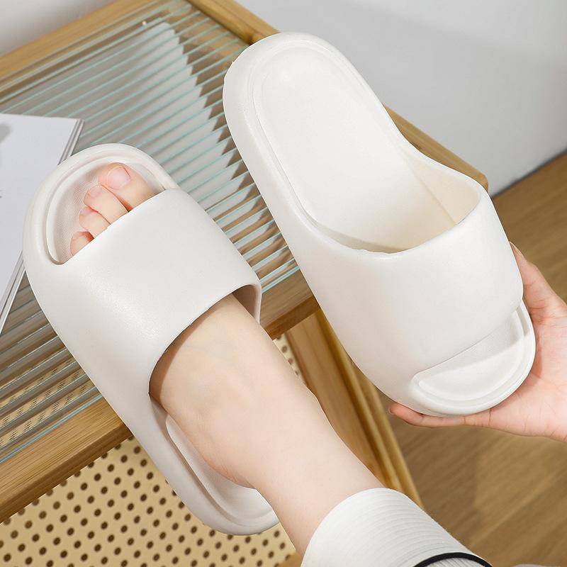 Tysta Eva Hem Badrum Tofflor Kvinnor Låga Klackar Lätta Halkfria Inomhus Tofflor Kvinna Sommar Mjuk Sula Strand Flip Flops 38-39 vit