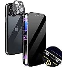 Anti-spy skal för iPhone 13 Pro Max, 360 graders magnetiskt mobiltelefonfodral med insynsskydd [fram och bak härdat glas helkropp skydd] Helkropp integritet anti-peep-fodral, svart