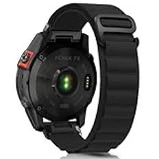 ZoRoll 26 mm QuickFit armband för Garmin Enduro 3/Garmin Fenix 8 51 mm/Fenix 7X/6X GPS/6X PRO, justerbar nylon G-krok ersättningsarmband för Garmin Fenix 5X Plus/Descent mk1 – svart