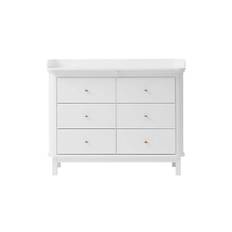 Wood Nursery Dresser 6 Drawers with Large Top, white