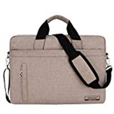 LaoZan Laptopväska vattentät laptopfodral fodral med axelrem datorportfölj fodral kompatibel med MacBook Dell Acer Asus Hp, Khaki, #2, 39*29*6cm
