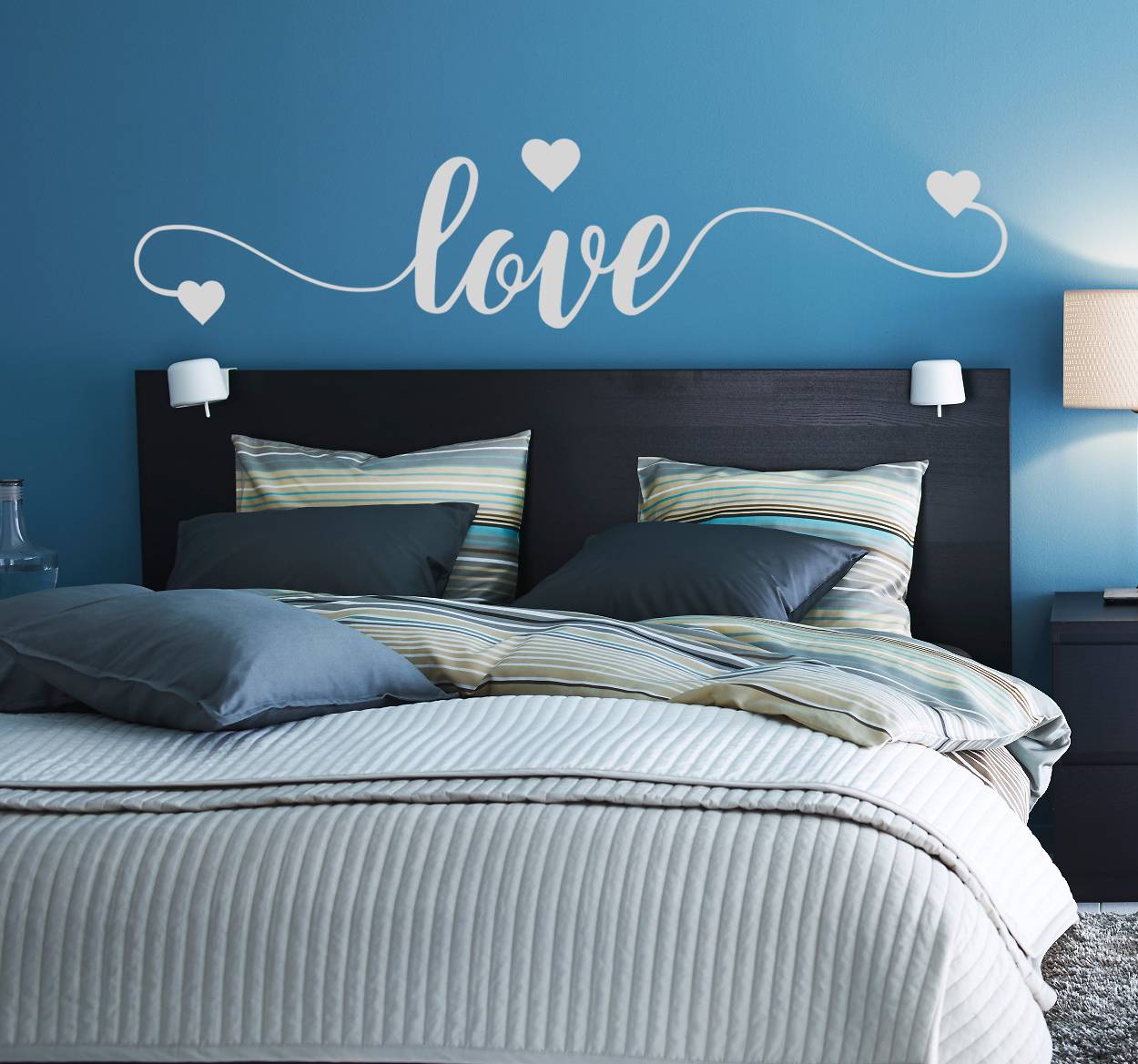 Sovrum headboard kärlek vägg klistermärke