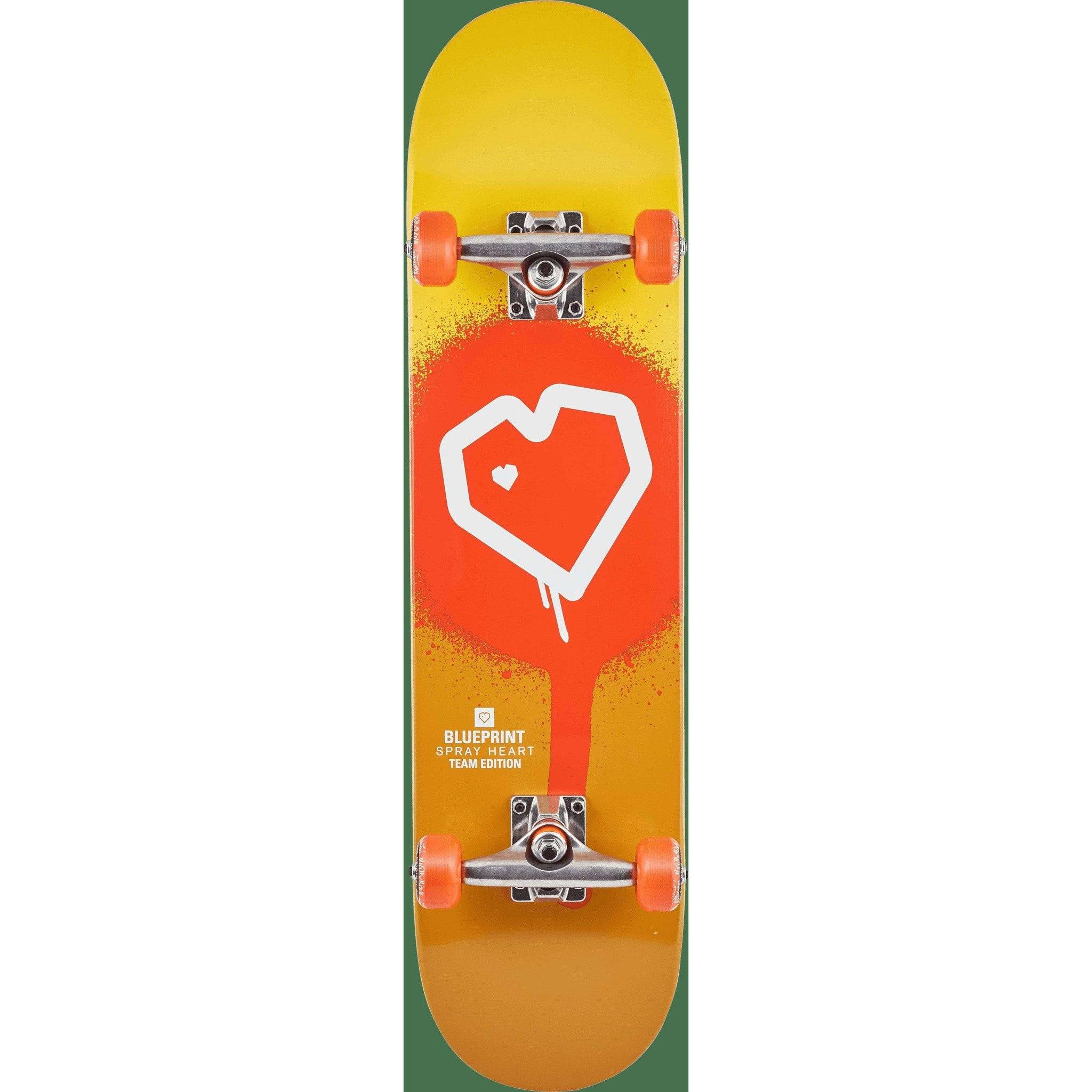 Blueprint Spray Heart Komplett Skateboard - Gul (7.75")