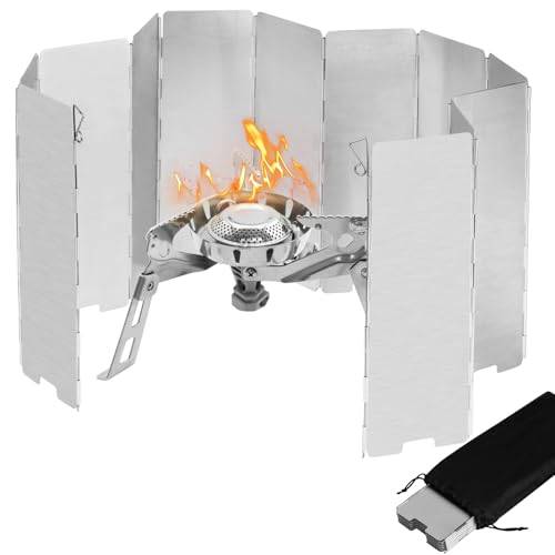 Adiwo Spis vindruta, utomhus camping vindruta, 12 paneler vikbar och avtagbar aluminiumspis, lämplig för camping kök gasspis skydd