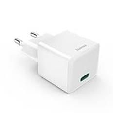 Hama 30 W USB-C nätladdare (USB-C-strömadapter, snabbladdning, PD/Qualcomm®/GaN, miniladdare för bärbar dator, surfplatta, smartphone PowerBank, iPhone, iPad Pro MacBook Air Samsung Galaxy) vit