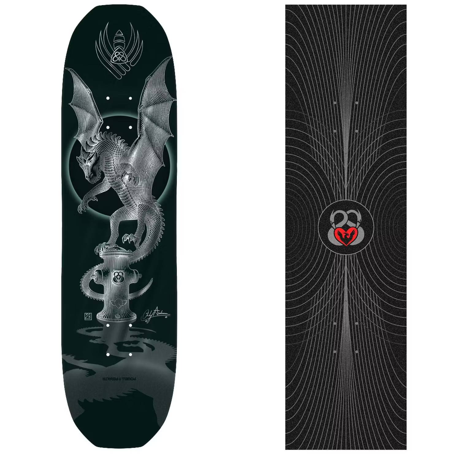 Skateboard Powell Peralta Andy Anderson Hydrant 2 Flight Deck 8,4'' Black Silver Foil + Power Lines Griptape