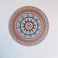 Epinki bordsset jul natur rund, set om 6 33 cm bordstabletter natur mandala blommor mönster halkskydd av PU-läder, bordsunderlägg tvättbara orange röd för matbord