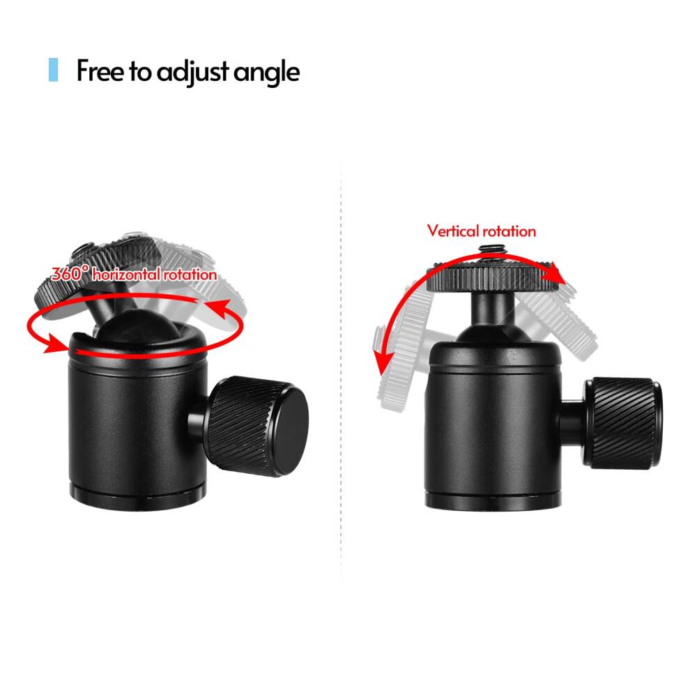 Aluminium kuglehoved stativadapter 1/4" og 3/8"