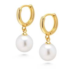 Nialaya, Accessories , Herre, Gul, ONE SIZE, Tyl, Men's Pearl Drop Earrings