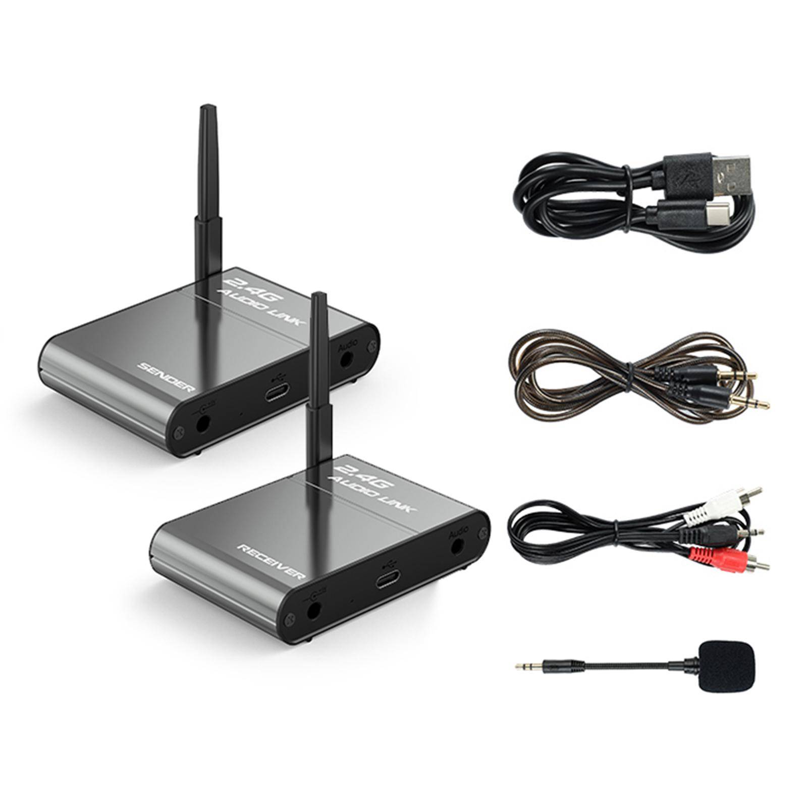 2.4G Wireless Audio Transmitter Receiver 150m Long Distance Low Delay Hi-Fi Audio System for Home Theater Speaker TV Live Broadcast svart