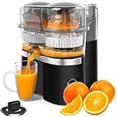 Elektrisk juicepress med dubbla huvuden, 100 W 400 ML hushållsjuicermaskiner, 8-blads fruktköttsspår, elektrisk citrusjuicer Cold Press Juicermaskin för citron, apelsin, grapefrukt