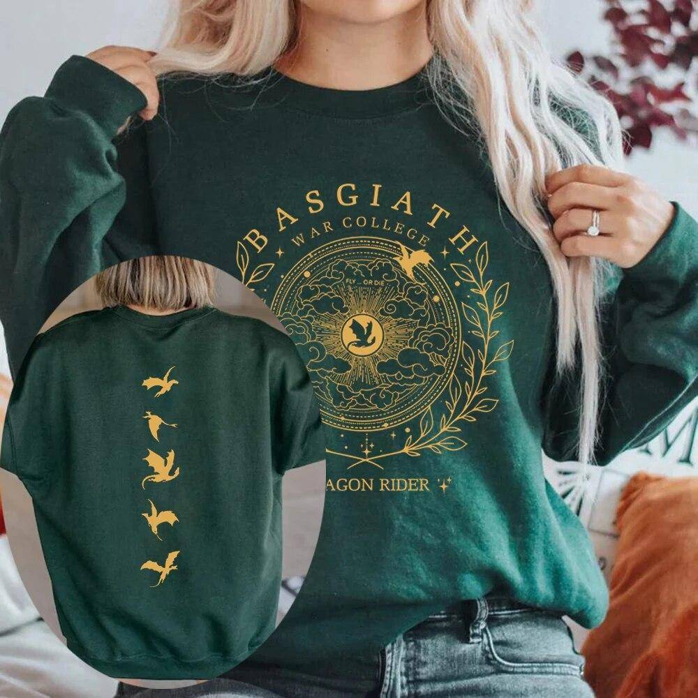 Basgiath War College 2-sidig tröja Fourth Wing Hoodie Bookish Sweatshirt Dam Långärmade Pullovers Book Lover Luvtröjor Topp cm
