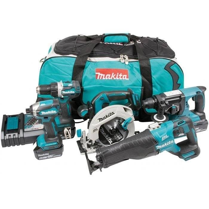 Makita 18V Verktygspaket DLX5032T - med Borrskruvdragare, Cirkelsåg, Tigersåg,