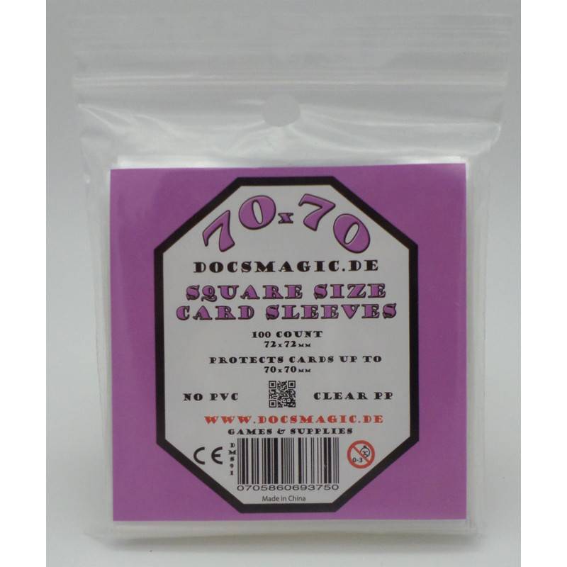 100 Docsmagic.de Small Square Board Game Sleeves - 70 x 70 - 72 x...