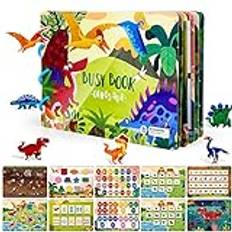 Astaron Busy Book Montessori-leksak, för småbarn 2–6 år, dinosaurieleksaker för barn, förskola, pedagogiska leksaker, presenter, för autism, sensoriska leksaker
