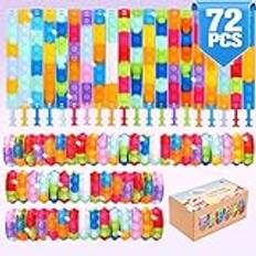 72 stycken pop armband It, fidget toys pack, pop armband fidget leksaksset, silikon regnbåge baby sensorisk leksak, presenter för barn pojkar flickor stressminskning och ångestdämpande