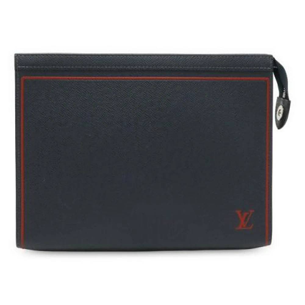 Louis Vuitton Vintage Pre-owned Taiga Pochette Voyage MM Clutch - Vintage - Dame - Blå - ONE SIZE - Uld