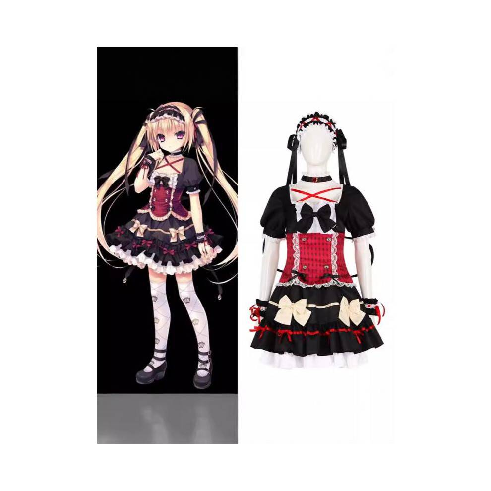 (Complete set of death museum meia, XL) Shikanoke Yuku Anata Cosplay Costume Halloween Gothic Dress Women's Role Play Outfit for Stage Performance
