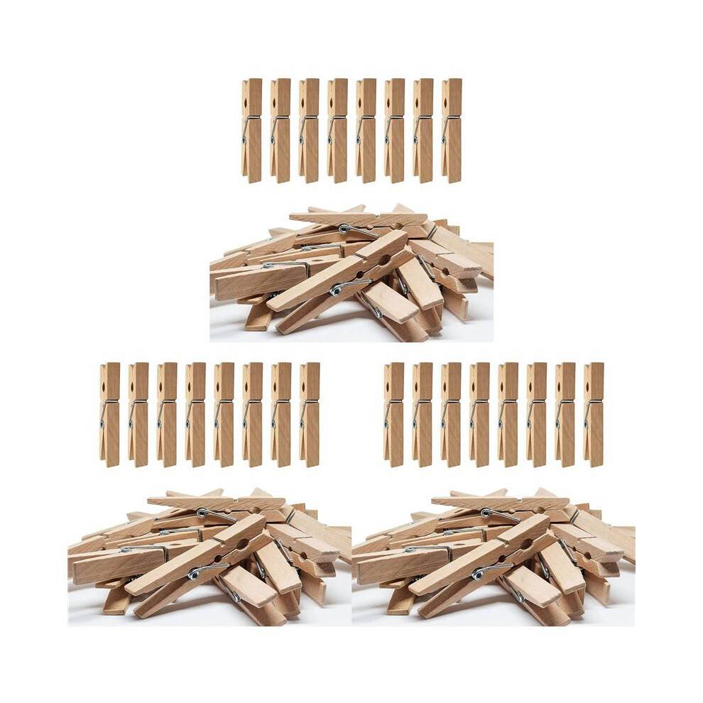3X Clothes Pins Heavy Duty Outdoor with Spring, Wooden Clothespins for Crafts and Hanging Clothes Clothesline Laundry