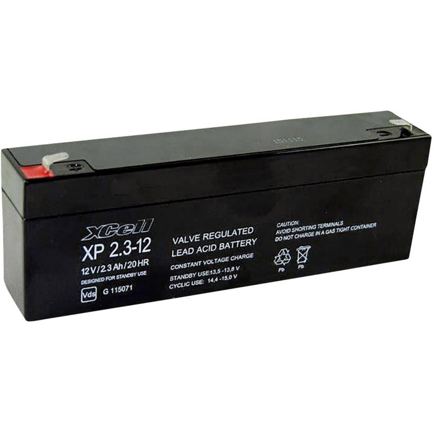 XCell XP2.112 Blybatteri 12 V 2.3 Ah Bly AGM (B x H x D) 178 x 66 x 35 mm Stickkontakt 4.8 mm Underhållsfri, VDS-certifiering