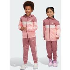 Tiberio 3-Stripes Colorblock Fleece Tracksuit Barn - Preloved Crimson / Semi Pink Spark / Sandy Pink